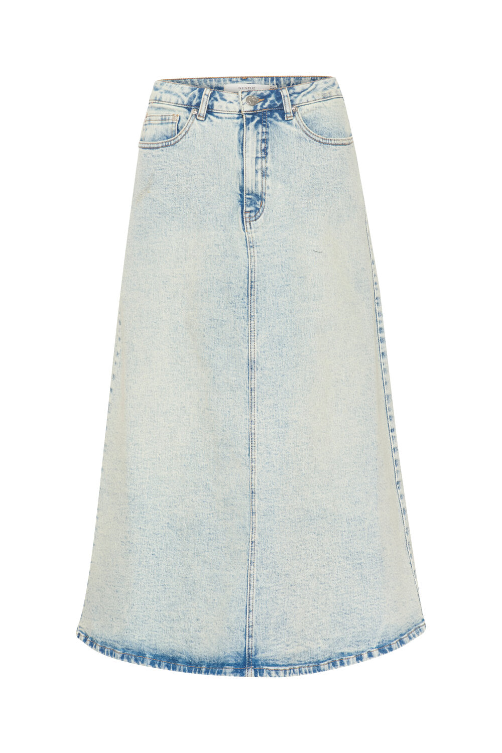 ManulaGZ HW midi denimnederdel - Light blue acid wash